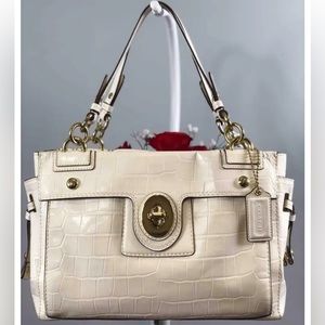 Coach Peyton Croc Embossed Patent Leather Bag